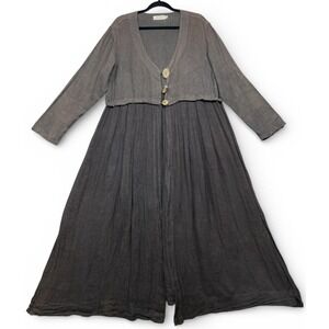 Bodil Linen Duster Gray Medium Lagenlook